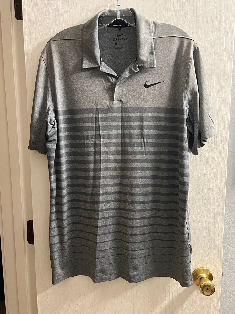 Nike Gray Striped Dri-FIT Polo